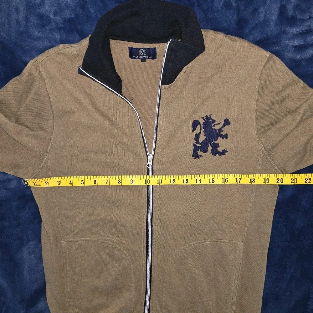 R.‎ Newbold Designer Full Zip Brown Hoodie Sweater Griffon Logo